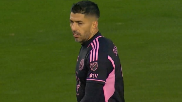 Luis Suarez pictured during Inter Miami's pre-season friendly game against FC Dallas in January 2024
